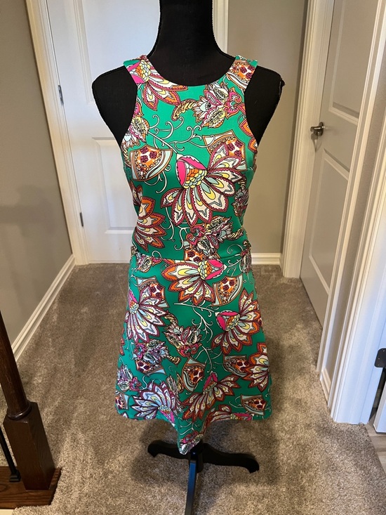 GBX Dresses & Skirts - GBX Teal Multicolor Floral Sleeveless A-Line Dress with cut-outs on side